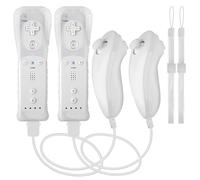 XiQiDianr Wii Remote Controller and Nunchaku Controller,Wii Controller with Nunchuck, Used for Wii/Wii U Console, with Silicone Case and Wrist Strap (White 2 Packs)