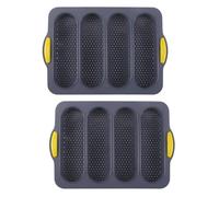 XIQIRUI Baguette Mold 2 Pack4 Hole Baguette MoldHome BakingCakeHot DogSilicone Black Gray