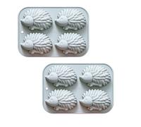 XIQIRUI Silicone Baking Trays 2 Pack of 4 Hole Mini Hedgehog Silicone Mold Chocolate Cake Fudge Handmade Soaps Blue