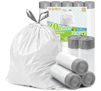 XIQIYY 20 Litre Bin Bags Strong Tie Handle, Small White Bathroom Bin Liners Pedal Bin Bags with Drawstring, Tear-Resistant, 60 Count Plastic Bin Liners for Bathroom Office Toilet