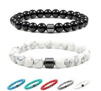 Xirngiua Glame Anti-Alcohol Bracelet - Reduce the Urge to Drink, 8MM-Adjustable Glame Anti Alcohol Magnetic Bracelet, Neodymium & Onyx Anti-Alcohol Craving Jewelry for Men & Women (A+B)