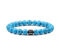 Xirngiua Glame Anti-Alcohol Bracelet - Reduce the Urge to Drink, 8MM-Adjustable Glame Anti Alcohol Magnetic Bracelet, Neodymium & Onyx Anti-Alcohol Craving Jewelry for Men & Women (Blue turquoise)