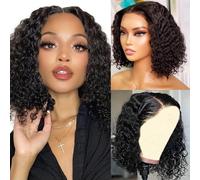 XIROM UN Glueless Wig Pre Cut 4x4 Lace Front Wig Human Hair Glueless 180% Density Water Bob Wig Human Hair Beginner Curly Front Wig (10 Inch)