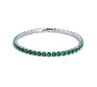 XIRUIFI Hiphop Iced Out 4mm Cubic Zirconia Crystal Tennis Bracelets For Women Men Gold Color Silver Color Bracelet Chain Jewelry(19cm_Green)