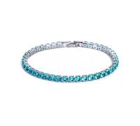 XIRUIFI Hiphop Iced Out 4mm Cubic Zirconia Crystal Tennis Bracelets For Women Men Gold Color Silver Color Bracelet Chain Jewelry(17cm_Blue)