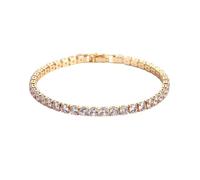 XIRUIFI Hiphop Iced Out 4mm Cubic Zirconia Crystal Tennis Bracelets For Women Men Gold Color Silver Color Bracelet Chain Jewelry(17cm_Gold)