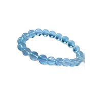 XIRUIFI Natural Blue Aquamarine Clear Round Beads Bracelet 9.3mm Women Men Brazil Stretch Blue Aquamarine Jewelry AAAAA