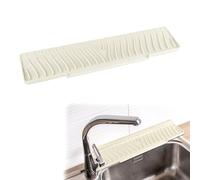 xiruiubao Narrow Silicone Dish Draining Mat, Folding Edge Mat for Kitchen Sink, Non-Slip Kitchen Draining Mat for Bar and Bathroom, Silicone Dish Drainer 45 x 10 cm, Ivory White