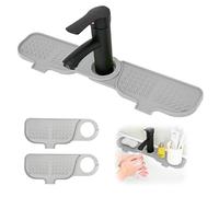 xiruiubao Silicone Tap Mat, Patchwork Large Drainage Pad for Taps, Splash Guard for Kitchen to Keep Worktops Dry, 42 x 10 cm, Grey