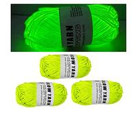 XIRUJNFD Glow in The Dark Yarn, 3 Rolls DIY Glow Yarn, Glow in The Dark Yarn for Crochet, Glow Yarn for Knitting, Crocheting, Crafts Sewing Beginners (Optical Yellow,3 Rolls)