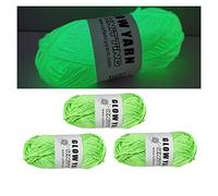 XIRUJNFD Glow in The Dark Yarn, 3 Rolls DIY Glow Yarn, Glow in The Dark Yarn for Crochet, Glow Yarn for Knitting, Crocheting, Crafts Sewing Beginners (Optical Green,3 Rolls)