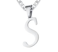 XIRUVE Length Adjustable Stainless Steel Initial Letter A-Z Pendant Necklace for Men Women 6mm Width Cuban Chain