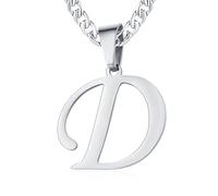XIRUVE Length Adjustable Stainless Steel Initial Letter A-Z Pendant Necklace for Men Women 6mm Width Cuban Chain