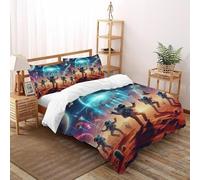 XIRYERSD Astronauts Space Bedding Set 3D Design Revelry HumanMars Duvet Cover Set Chic Breathable Quilt Cover Suitable for Family, Couple, Children with Pillow Super King（260x220cm）