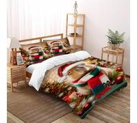 XIRYERSD Capybara Christmas Bedding Set Theme Bedspread Animal Themes Marine Life Duvet Cover Set 3 Pieces Chic Breathable Comforter Cover Universal for All Seasons with Pillowcase Double（200x200cm）