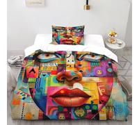 XIRYERSD Colourful Graffiti Bedding Set 3D Design Gothic Themes Duvet Cover Set Microfiber Quilt Cover Universal for All Seasons with Pillowcase Single(135x200cm)