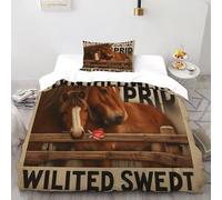 XIRYERSD Horses Bedding Set Theme Bedspread Rural Pastoral Horses Duvet Cover Set Microfiber Quilt Cover Universal for All Seasons Pillowcase Single（135x200cm）