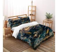 XIRYERSD Mythical Wolf Aura Bedding Set 3D Digital Printing Animal Themes Wildlife Duvet Cover Set 3 Pieces Microfiber Comforter Cover Universal for All Seasons with Pillowcase Double（200x200cm）