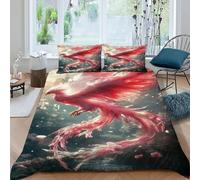 XIRYERSD Phoenix Cherry Bedding Set 3D Design Dreamy CherryMythBird Duvet Cover Set Chic Breathable Quilt Cover 3 Pieces Universal for All Seasons Pillowcase King（220x240cm）