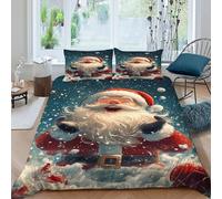 XIRYERSD Santa Snow_1 Bedding Set 3D Design Christmas Themes Duvet Cover Set Microfiber Quilt Cover Universal for All Seasons with Pillowcase King(220x240cm)