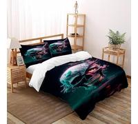 XIRYERSD Skull Bedding Set Floral Printed Gothic Themes Duvet Cover Set Chic Breathable Quilt Cover Suitable for Family,couple,children with Pillow Double（200x200cm）
