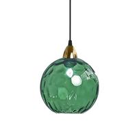 XIRYTU-H 20cm/7.9’’ Industrial Vintage Spherical Glass Pendant Light, E27 Ceiling Hanging Lamp, Gold Finish & Ripple Glass Globe Shade, Dining Room Bedroom Chandelier (Green)