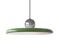 XIRYTU-H 40cm Modern LED Pendant Light, 36W Dimmable Ceiling Hanging Lamp, 3000K/4500K/6000K, Height Adjustable, Metal Round Chandelier for Dining Room, Living Room, Bedroom (Silver + Green)