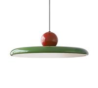 XIRYTU-H 40cm Modern LED Pendant Light, 36W Dimmable Ceiling Hanging Lamp, 3000K/4500K/6000K, Height Adjustable, Metal Round Chandelier for Dining Room, Living Room, Bedroom (Red + Green)