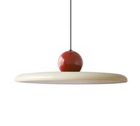XIRYTU-H 40cm Modern LED Pendant Light, 36W Dimmable Ceiling Hanging Lamp, 3000K/4500K/6000K, Height Adjustable, Metal Round Chandelier for Dining Room, Living Room, Bedroom (Red + Beige)