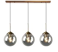 XIRYTU-H Industrial Vintage 3 Way Pendant Lights Cluster in Brass Metal Finish, Complex 3-in-1 Glass Ball Ceiling Hanging Lamp, Kitchen Island Loft Bar Chandelier (Grey, Straight)