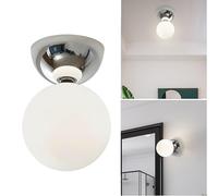 XIRYTU-H Modern Flush Mount Glass Ceiling Light or Wall Sconce Lamp, Metal & Glass Globe, G9 Small Lighting Fixture for Bedroom Bathroom Hallway (Silver)