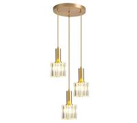 XIRYTU-H Modern Mini Crystal Pendant Light for Kitchen Island Dining Room Bedroom,Gold Base Crystal Ceiling Lamp Hanging Light (3-Light)