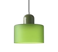 XIRYTU-H Modern Multi-Colour Glass Pendant Light, E27 Hanging Ceiling Lamp, Height Adjustable 200cm Cable, Metal & Glass Lighting Fixture for Kitchen, Dining Room, Café, Bar (15CM, Matte Green)