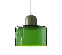 XIRYTU-H Modern Multi-Colour Glass Pendant Light, E27 Hanging Ceiling Lamp, Height Adjustable 200cm Cable, Metal & Glass Lighting Fixture for Kitchen, Dining Room, Café, Bar (Bright Green, 15CM)
