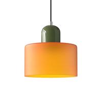 XIRYTU-H Modern Multi-Colour Glass Pendant Light, E27 Hanging Ceiling Lamp, Height Adjustable 200cm Cable, Metal & Glass Lighting Fixture for Kitchen, Dining Room, Café, Bar (15CM, Orange)