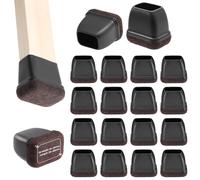 Xisair 16 Furniture Leg Protectors, Silicone with Felt Rectangular Chair and Table Leg Protectors, Floor Protection, Non-Slip, Noise Cancelling, Small, Black