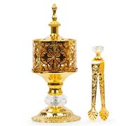 Xisakaca Incense Holder, Frankincense Charcoal Incense Resin Stand, Bakhoor Incense Burner, Ideal for Aromatherapy Yoga Spa, Home Christian Church Censer, Gold