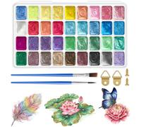 Xishoyen 36 Colours Metallic Watercolour Paint Set, Metallic Watercolours, Solid Glitter Watercolours, Pearlescent Meta-llic Watercolour, Portable Glitter Watercolours for Artists, Painters