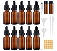 Xishoyen Pack of 10 Pipette Bottles 20 ml, Amber Glass Bottle Refillable Dropper Bottle 20 ml, Apothecary Bottle with Dropper, Bottle with Pipette for Essential Oils, Perfume, Solutions
