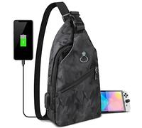 Xishwon Sling Crossbody Backpack for Nintendo Switch/Lite/OLED, Black, 6.7 x 2.8 x 13.4 inches, Modern