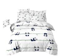 Xisnuient 2/3 Pieces Duvet Cover Set for Boys Girls Cute Cartoon Bamboo Black and White Panda Microfiber Single Double King Bedding Set Zipper Quilt Cover and Pillowcase (White,Double Size)