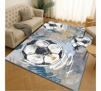 Xisnuient 3D Broken Football Graffiti Print Flannel Area Rug, Non-Slip Backing Soft Floor Carpet for Kids Bedroom Living Room Playroom Home Sports Decor, 140x200 cm, Color 6