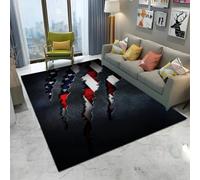 Xisnuient 3D Claw Mark Area Rug, Black Red Scratch Tear Floor Mat, Non-Slip Washable Carpet for Living Room Bedroom Gaming Room, Modern Industrial Style Home Decor (COLOR-1,120x180cm)