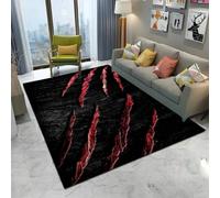 Xisnuient 3D Claw Mark Area Rug, Black Red Scratch Tear Floor Mat, Non-Slip Washable Carpet for Living Room Bedroom Gaming Room, Modern Industrial Style Home Decor (COLOR-4,80x120cm)