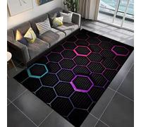 Xisnuient 3D Cool Neon Line Style Game Carpet, A Must-have Ambient Decorative Rug for Teenagers- Kids Gaming Rooms, Large Soft Carpet for Modern Gamer Girl's Bedroom, Living Room (Colour 2,120x180cm)