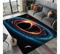 Xisnuient 3D Galaxy Black Hole Area Rug, Non-Slip Universe Nebula Floor Carpet, Soft Washable Space Themed Rug for Living Room Bedroom Office, Modern Cosmic Decor Rug (COLOR-1,45x120cm)