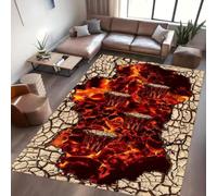 Xisnuient 3D Lava Illusion Area Rug Non Slip, Volcano Magma Crack Floor Mat, Soft Washable 3D Visual Carpet for Floor Lava Game, Living Room Bedroom Teen Playroom Home Decor, 100x120 cm, Color 5