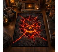 Xisnuient 3D Lava Skull Area Rug, Non-Slip Soft Floor Carpet, Cracked Magma Skull Pattern for Living Room Bedroom Game Room, Gothic Halloween Home Decor (COLOR-4,100x150cm)