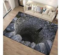Xisnuient 3D Optical Illusion Area Rug Non-Slip Floor Mat, Creative Visual Effect Carpet for Living Room Bedroom Game Room Kids Room, Soft Durable Deep Hole Vortex Waterfall Design (COLOR-1,50x80cm)