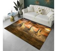Xisnuient 3D Visual Animal Rug, Modern Print Galloping Horse Decorative Floor Mat, Teenager Kids Bedroom Gaming Carpet, Home Boys Rooms Living, Playroom Room Area Rugs (Colour 2,50x80cm)